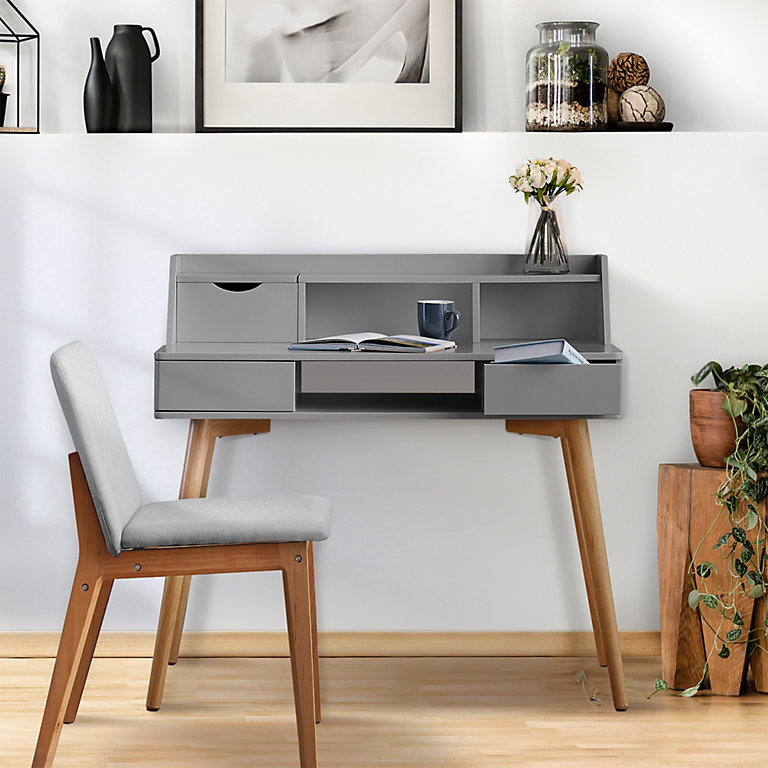 Teamson Home VNF-00045LG Light Grey Writing Desk with Storage | DIY at B&Q