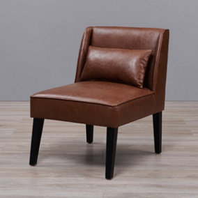 Teamson Home VNF-00087-UK Brown Faux Leather Lounge Chair with Padding & Cushion