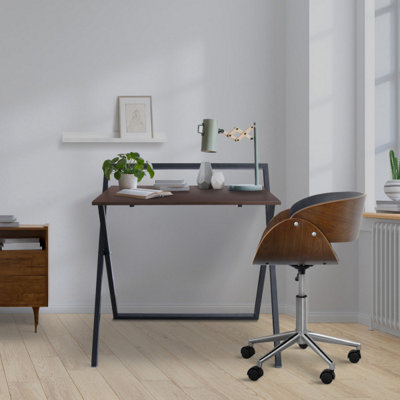 Teamson Home VNF-00094 Brown/Black Desk with Metal Cross Legs