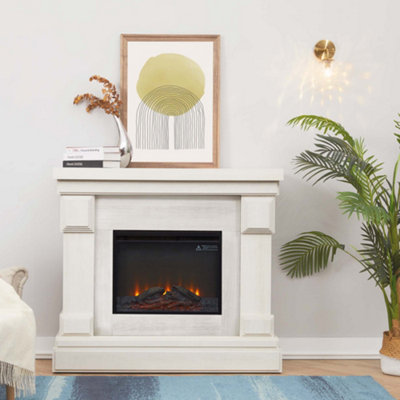 Teamson Home VNF-00115WG-UK White Wood Electric Free Standing Indoor Fireplace inc Touchscreen+Remote Price Comparisons | Compare The Build