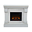 Teamson Home VNF-00115WG-UK White Wood Electric Free Standing Indoor Fireplace inc Touchscreen+Remote