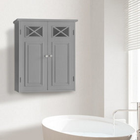 Teamson Home Wall Mounted Bathroom Cabinet with 2 Doors and 1 Shelf - Bathroom Storage - Grey - 50.8 x 17.8 x 61 (cm)