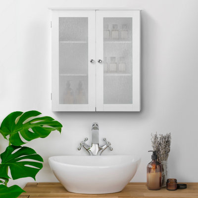 Teamson Home Wall Mounted Bathroom Cabinet with 2 Glass Doors, Bathroom ...