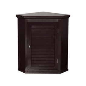 Teamson Home Wall Mounted Bathroom Corner Cabinet - Bathroom Storage - Dark Brown - 57.2 x 38.1 x 61 (cm)