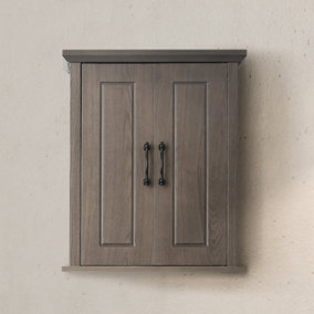 Teamson Home Wall Mounted Bathroom Medicine Cabinet with 2 Doors - Bathroom Storage - Salt Oak - 17.8 x 50.8 x 61.2 (cm)