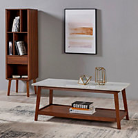 Teamson Home Wooden Coffee Table with Storage Space - Modern Design - Faux Marble/Walnut - 106.7 x 50.8 x 43.2 (cm)