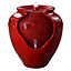 Teamson Home YG0034AZ-UK Red Garden Water Feature Glazed Pot Floor Fountain with Pump & LED Lights