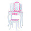 Teamson Kids Gisele 2-pc Fashion Polka Dot Prints LED Wooden Vanity, White/Pink