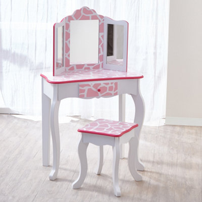 Teamson Kids Gisele 2-pc. Giraffe Print Wooden Vanity Set, Pink/White