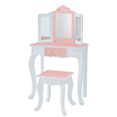 Gisele vanity table and 2024 stool set with mirror