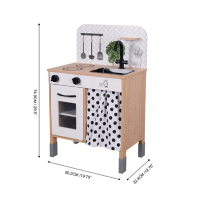 Teamson Kids Interactive Wooden Play Kitchen, Pretend Playset with Adjustable Legs - Black/White