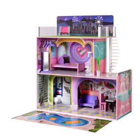 Teamson Kids Kids Wooden Dreamland Sunset 3-Level Dollhouse Set