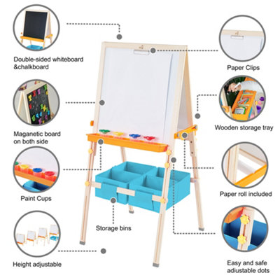 Teamson Kids Little Artist Vangogh Two-Sided Wooden Easel with Storage