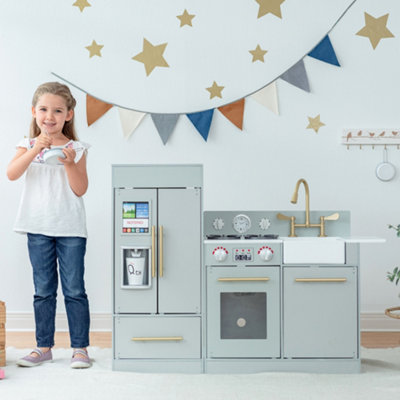 Teamson Kids Little Chef Charlotte Modern Modular Wooden Play Kitchen Grey Gold