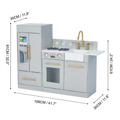 Teamson Kids Little Chef Charlotte Modern Modular Wooden Play Kitchen Grey Gold