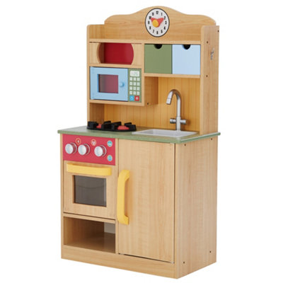 Teamson Kids Little Chef Florence Classic Interactive Wooden Play Kitchen, Wood Grain