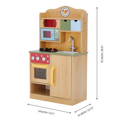 Teamson Kids Little Chef Florence Classic Interactive Wooden Play Kitchen, Wood Grain