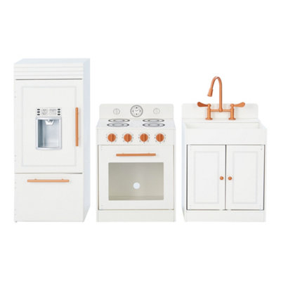 Teamson Kids Little Chef Paris Modular Wooden Play Kitchen White Rose Gold