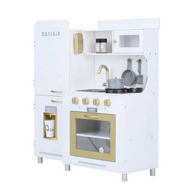 Teamson Kids Mayfair Interactive Wooden Play Kitchen Playset Toy with 11 Accessories - White