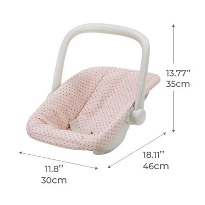Teamson Kids Polka Dot Princess Baby Doll Carrier & Car Seat Set, Pink/Grey