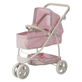 Teamson Kids Polka Dots Princess 2-in-1 Baby Doll Stroller, Pink