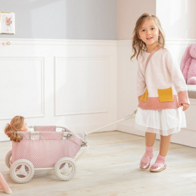 Teamson Kids Polka Dots Princess Baby Doll Wagon, Pink