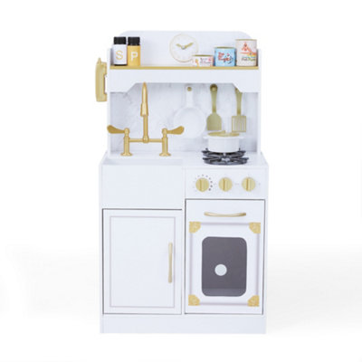 Teamson Kids Small Versailles Interactive Wooden Play Kitchen Playset Toy with 11 Accessories - White