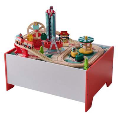 Table D’activités Train En Bois Teamson Kids – Circuit Et 6 Mini-jeux – Parc D’attractions