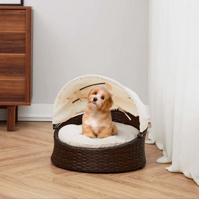 Outdoor wicker dog bed with sale canopy