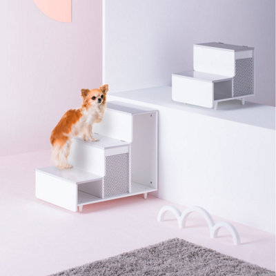 Teamson Pets Esker Wooden Pet Steps Stairs Ramp Ladder Cat Dog Alpine White Large ST-H400024 Price Comparisons | Compare The Build