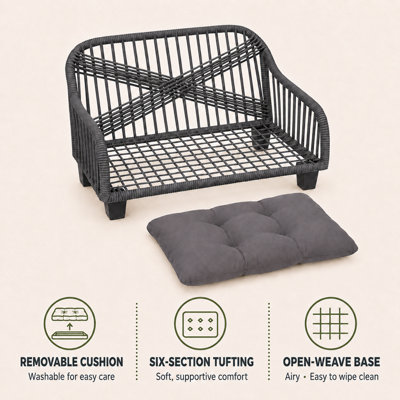 Teamson Pets Lachesis Indoor Outdoor Woven Rope Cat or Small Dog Sofa ...