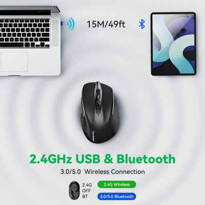 TechRise Bluetooth Mouse: Rechargeable, BT/2.4G, 4800 DPI, silent. 6 ...