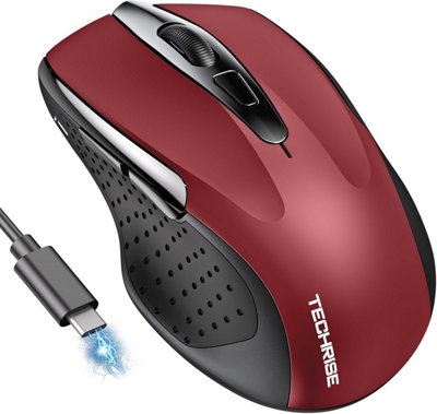 TechRise Mouse: Rechargeable, BT/2.4G, 4800 DPI silent. 6 buttons ...