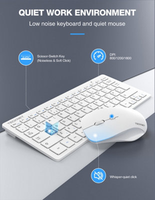 TECKNET Combo: Wireless keyboard & mouse, 2.4G nano USB. 12 multimedia ...