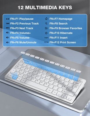 TECKNET Combo: Wireless keyboard & mouse, 2.4G nano USB. 12 multimedia ...
