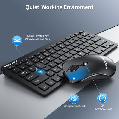TECKNET Combo: Wireless keyboard & mouse, 2.4G, silent. 12-month ...