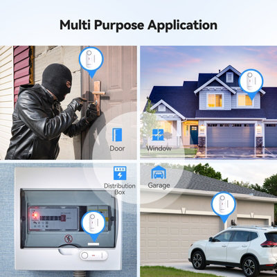 TECKNET Door Alarm Sensor, Window Alarm Sensors, 2-in-1 Alarm & Chime, 3-level Volume Control, Wireless Burglar Alarms(6 PCS)
