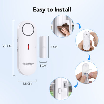 TECKNET Door Alarm Sensor, Window Alarm Sensors, 2-in-1 Alarm & Chime, 3-level Volume Control, Wireless Burglar Alarms(6 PCS)