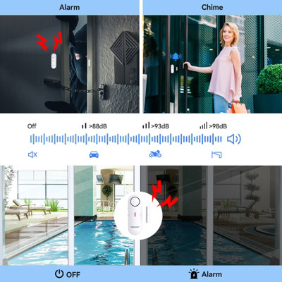 TECKNET Door Alarm Sensor, Window Alarm Sensors, 2-in-1 Alarm & Chime, 3-level Volume Control, Wireless Burglar Alarms(6 PCS)