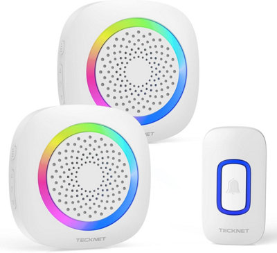 TECKNET Doorbell: 1300ft range, IP66 waterproof. 2 portable receivers ...