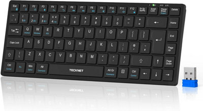 TECKNET Keyboard: Rechargeable, multi-device. Compact UK layout, silent ...