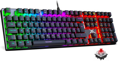 TECKNET Mechanical Keyboard: Red switches, 109 keys, LED modes ...