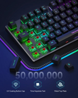 TECKNET Mechanical Keyboard: Red switches, 109 keys, LED modes ...