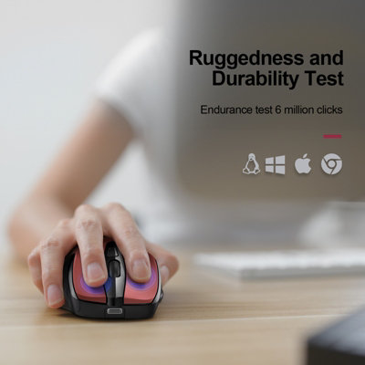 TECKNET Mouse: 4800 DPI, silent, ergonomic. 6 buttons, 2.4G. Red.