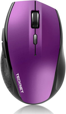 TECKNET Mouse: BT, 4800 DPI, 6 buttons/levels. 2-year battery. For laptop/Windows. Purple.