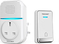 TECKNET Self-Powered Wireless Doorbell, IP65 Waterproof, Plug-in, 400m Range, 60 Chimes