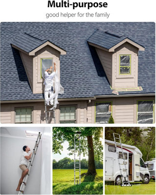 12.5ft Extension Telescoping Ladder Aluminum Folding Ladder For Home
