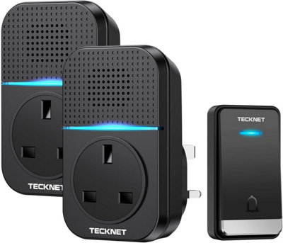 TECKNET Twin Self-Powered Wireless Doorbell, IP65 Waterproof, Plug-in, 400m Range, 60 Chimes