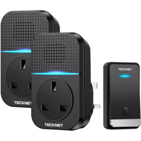 TECKNET Twin Self-Powered Wireless Doorbell, IP65 Waterproof, Plug-in, 400m Range, 60 Chimes