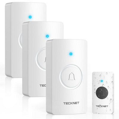 Tecknet Wireless Doorbell Battery with 3 Receivers, 4.5 Year Life ...